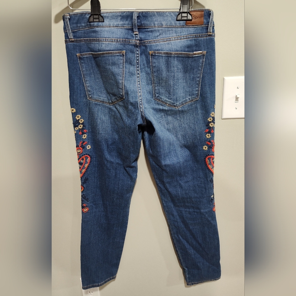 Tommy Hilfiger Tribeca Denim Jeans Embroidered Paisley Floral Red Blue Beige, 6 - Picture 2 of 7